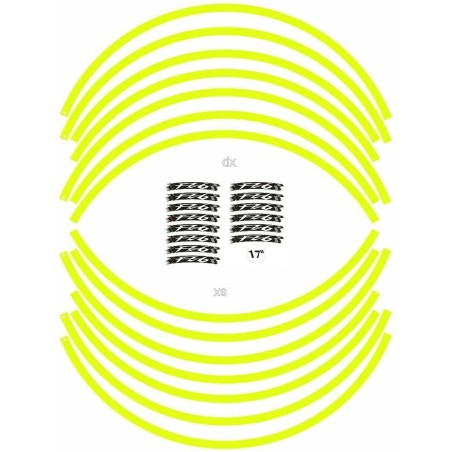 KIT STRISCE ADESIVE compatibili per CERCHI 17 MOTO NAKED YAMAHA FZ6 GIALLO FLUO
